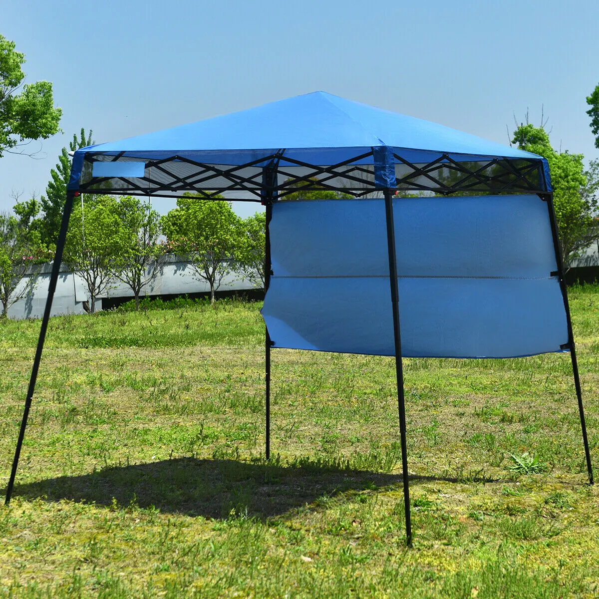 1.8M x 1.8M Pop Up Gazebo with 1 Side Panel-Blue