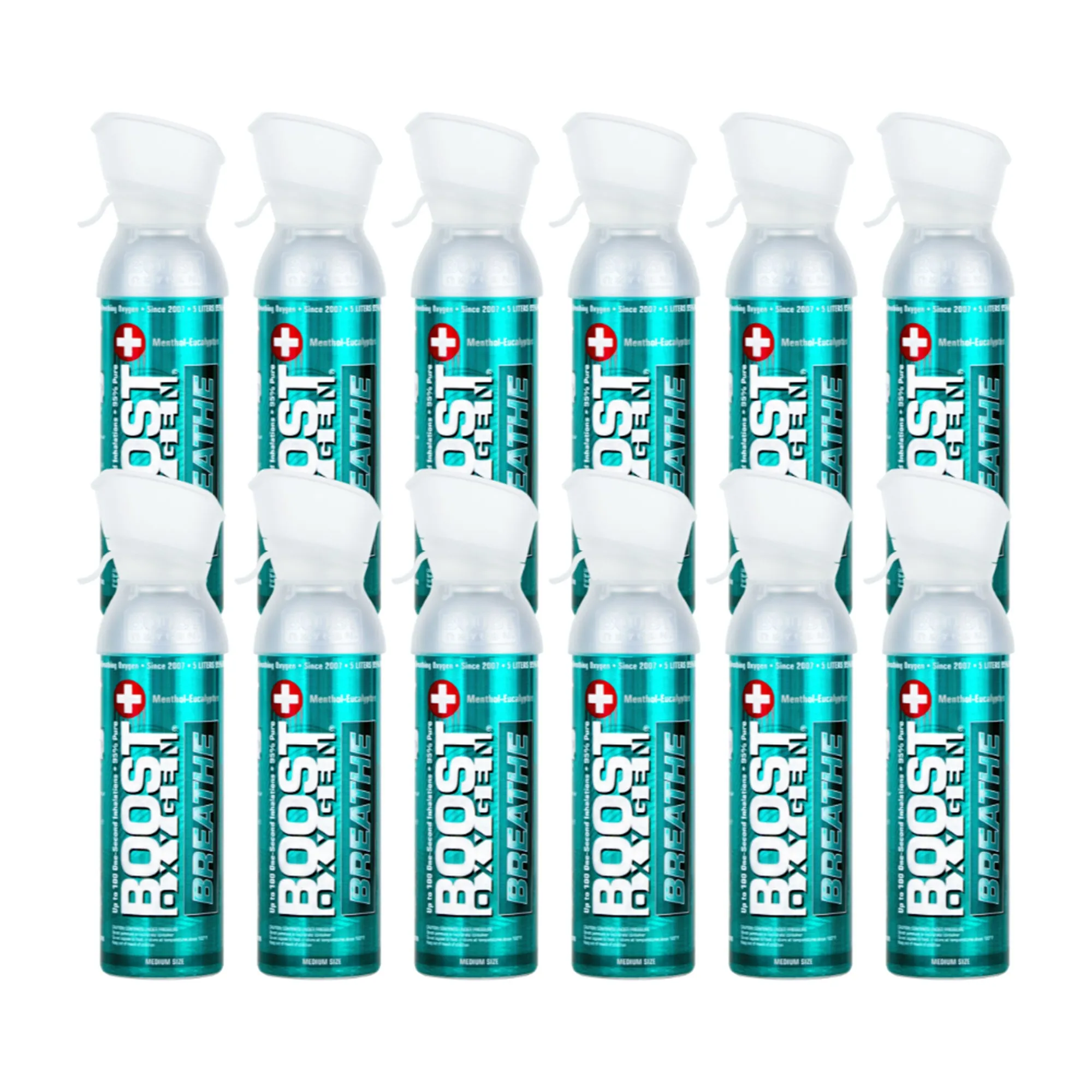 Boost Oxygen Natural Portable 5-Liter Pure Oxygen Canister, Menthol (12 Pack)