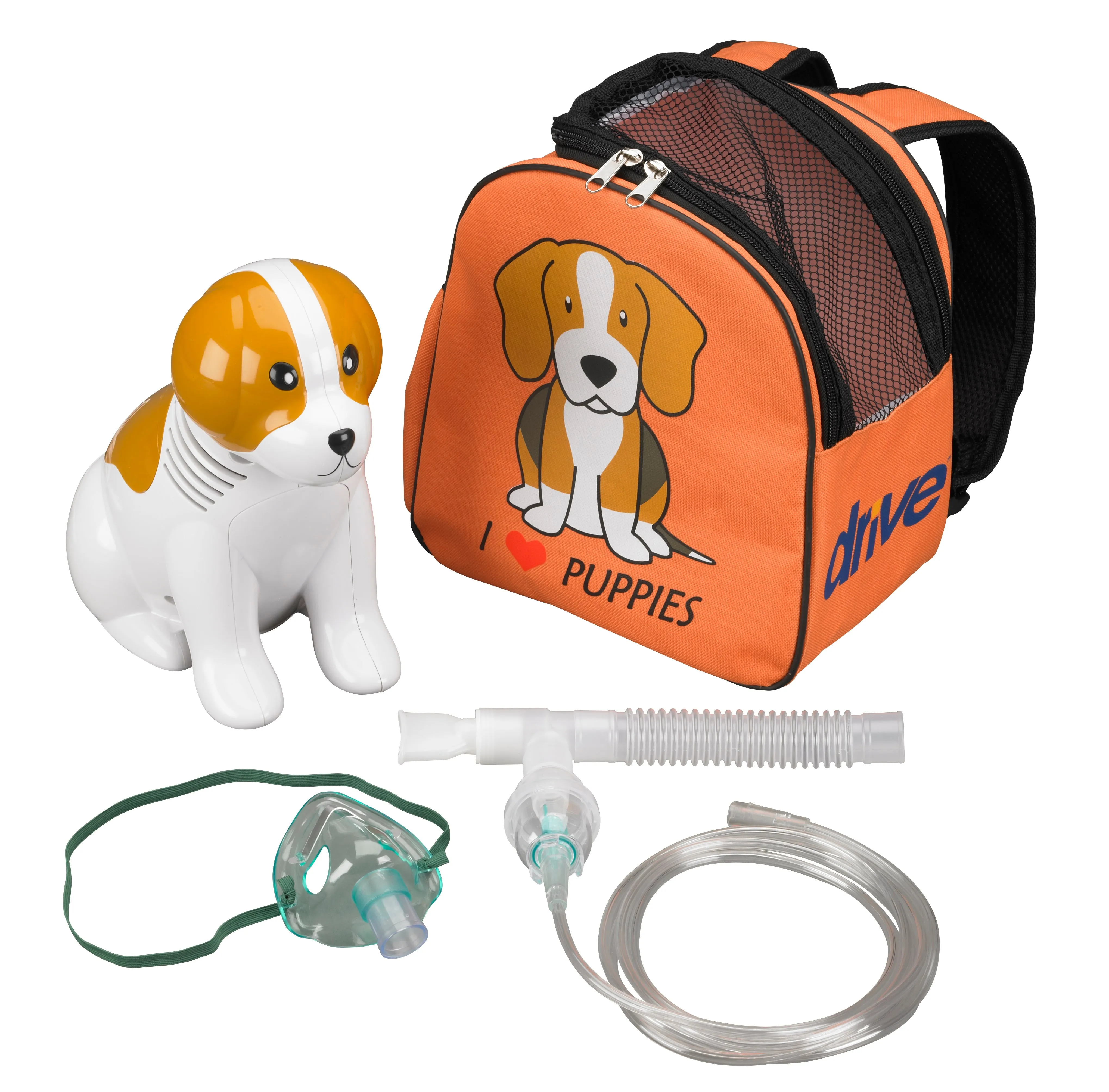 Drive Medical 18091-be Pediatric Beagle Compressor Nebulizer with Carry Bag, and Disposable and Reusable Neb Kits