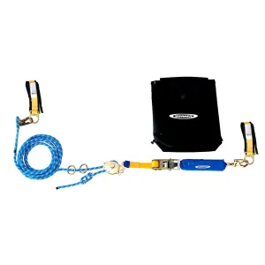 L102100 100ft 2-Man Rope Horizontal Lifeline System, Cross-Arm Strap, Ratchet Tensioner