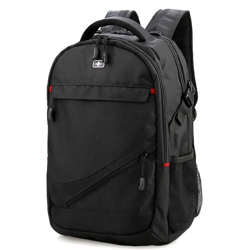 Large outdoor sports black nylon backpack for Men