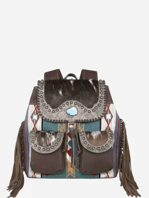 Montana West Aztec Fringe Cowhide Backpack Set