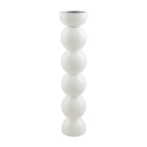 Mud Pie White Lacquer Candlestick - Large