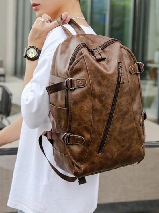 NEW Large Capacity Solid Backpack - Coffee