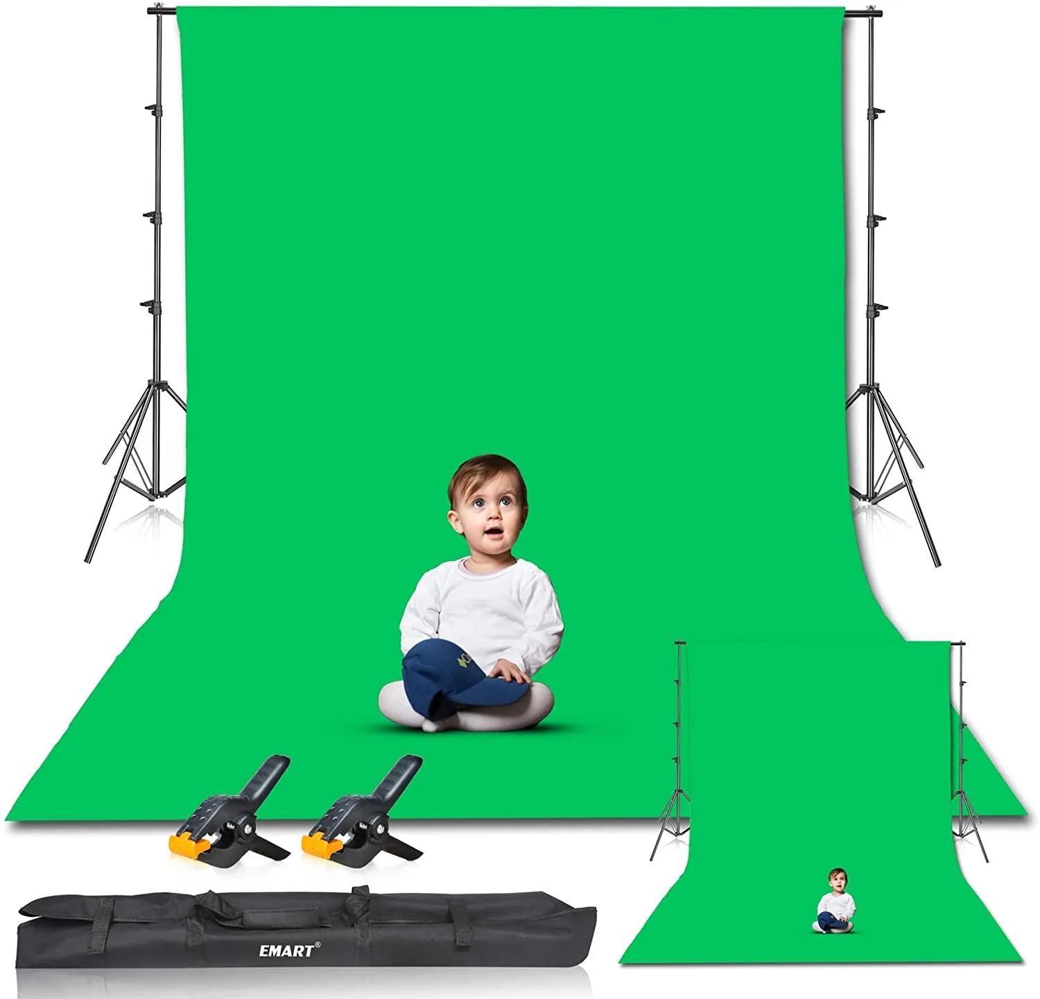 Photo Video Studio 8.5 X 10Ft Green Screen Backdrop Stand Kit