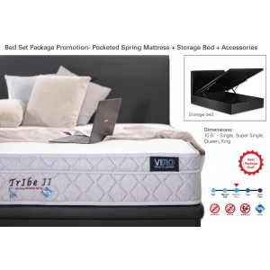 Viro Tribe II Pocketed Spring Mattress   Storage Bedframe Bundle Promo